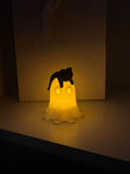 Leuchtender Geist mit schwarzer Katze – 3D-gedruckte Deko mit LED-Teelicht