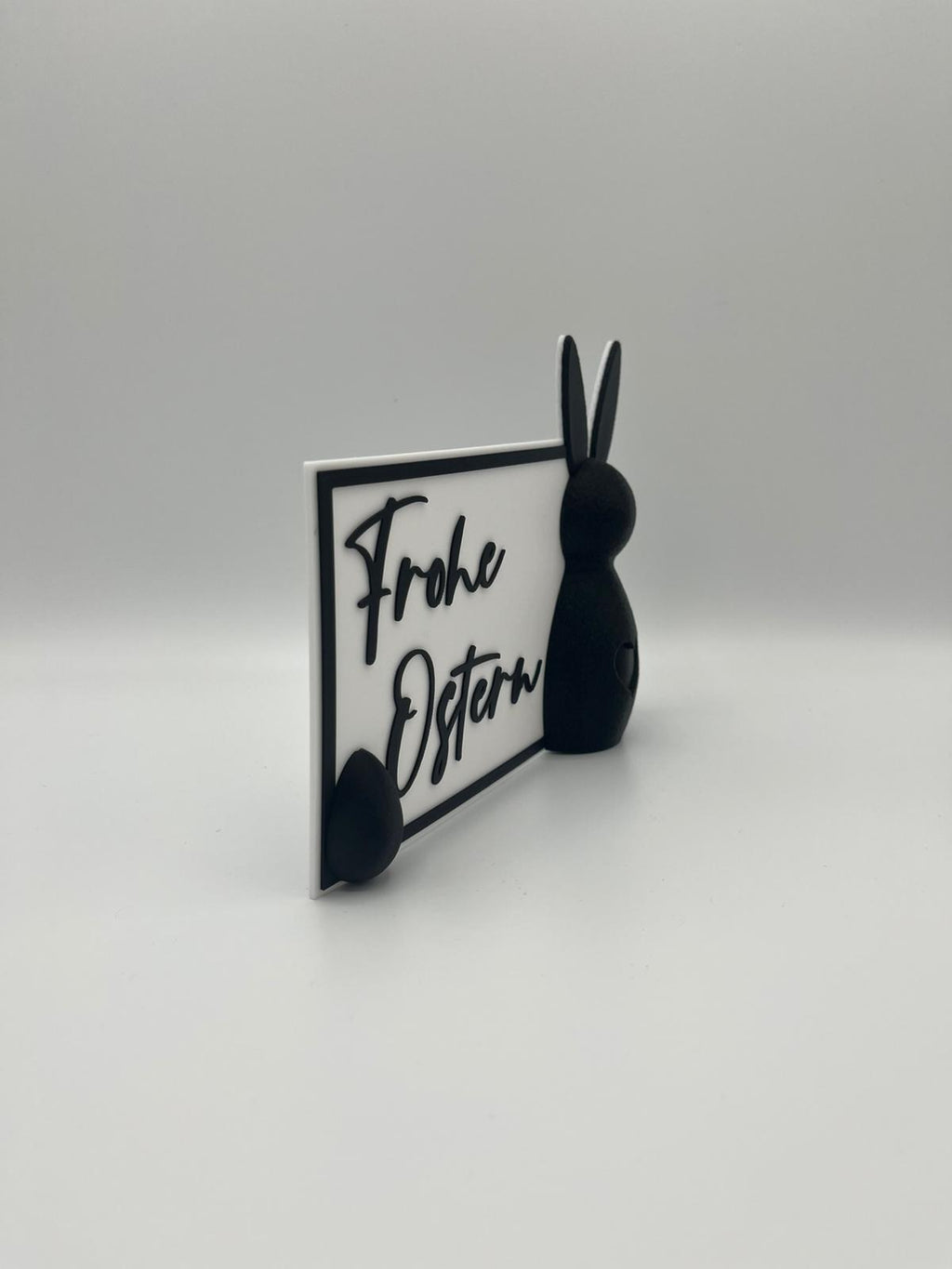 Frohe Ostern Schild mit Hase – Minimalistische Osterdeko | 3D gedruckte Frühlingsdeko | Modernes Ostern Deko Schild