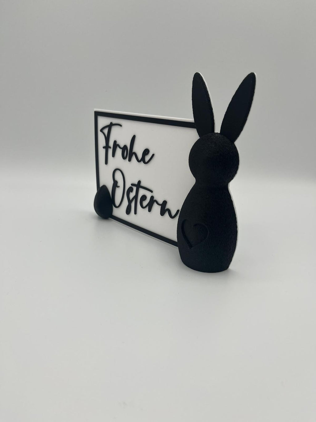 Frohe Ostern Schild mit Hase – Minimalistische Osterdeko | 3D gedruckte Frühlingsdeko | Modernes Ostern Deko Schild