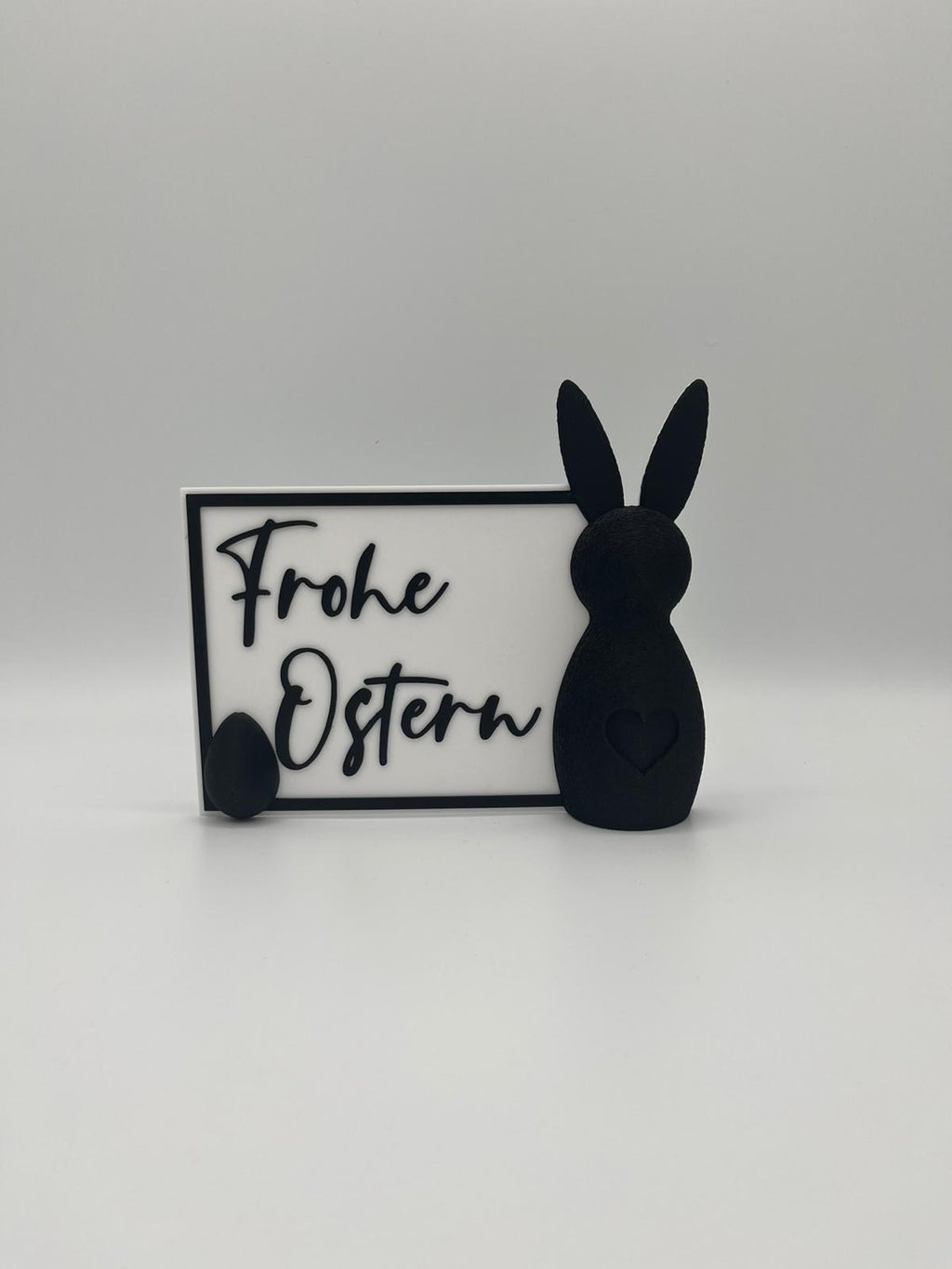 Frohe Ostern Schild mit Hase – Minimalistische Osterdeko | 3D gedruckte Frühlingsdeko | Modernes Ostern Deko Schild