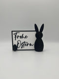 Frohe Ostern Schild mit Hase – Minimalistische Osterdeko | 3D gedruckte Frühlingsdeko | Modernes Ostern Deko Schild