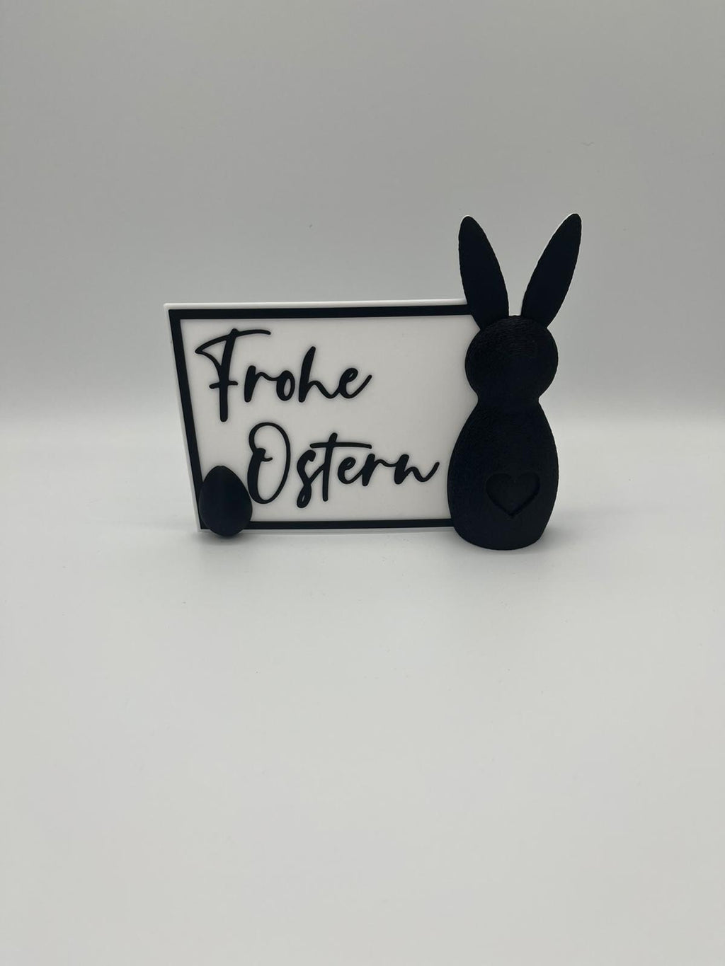 Frohe Ostern Schild mit Hase – Minimalistische Osterdeko | 3D gedruckte Frühlingsdeko | Modernes Ostern Deko Schild