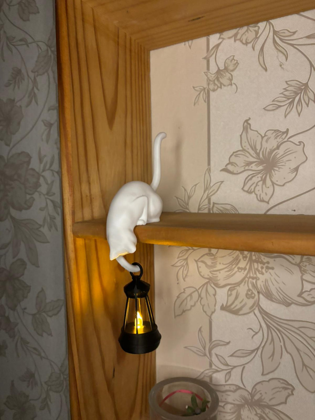 Katzen Lampe mit Laterne – 3D Gedruckt mit LED Licht