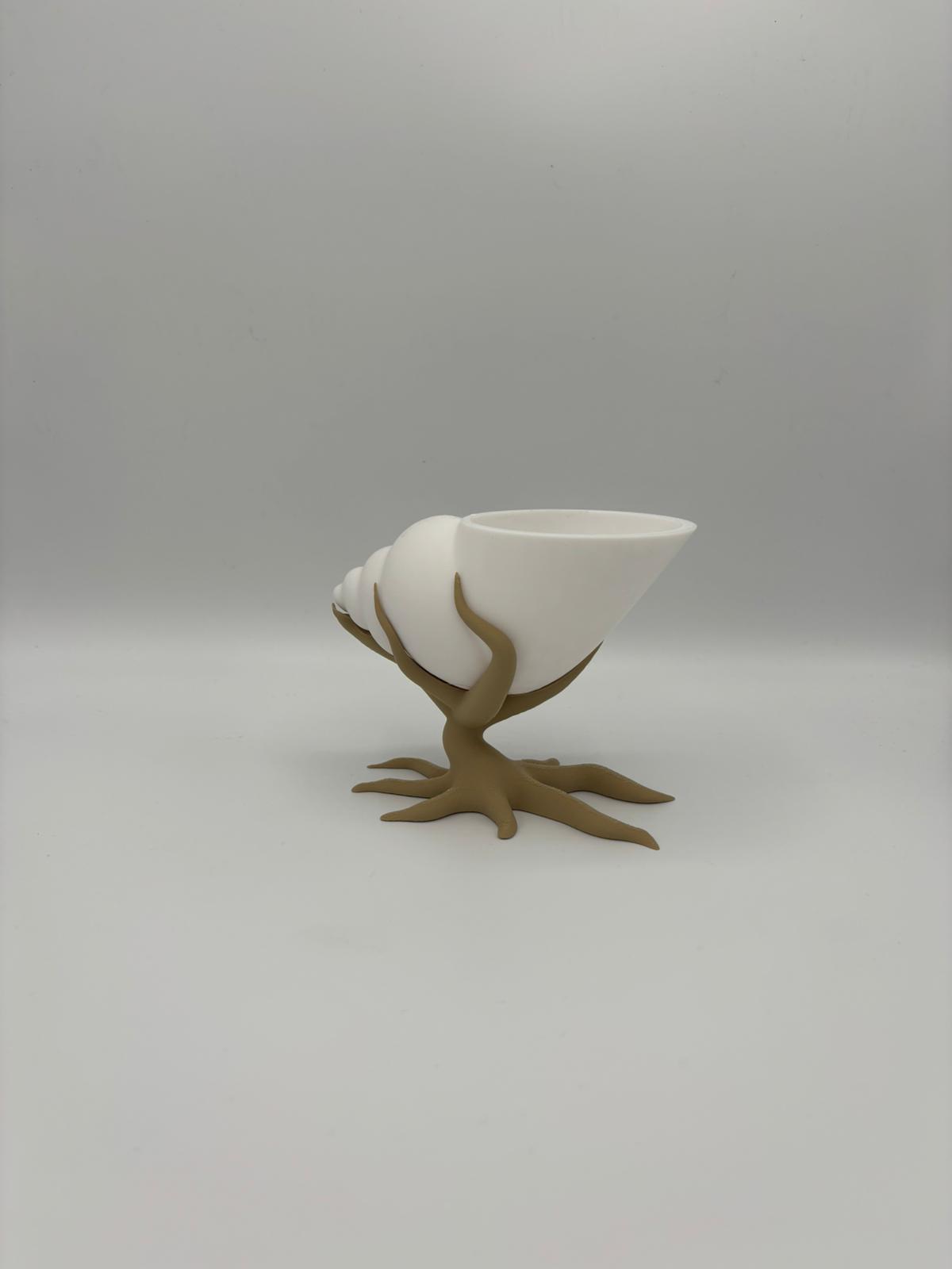 Bonsai mit Muschelpflanztopf – 3D gedruckt | Moderner Blumentopf mit Baum-Design