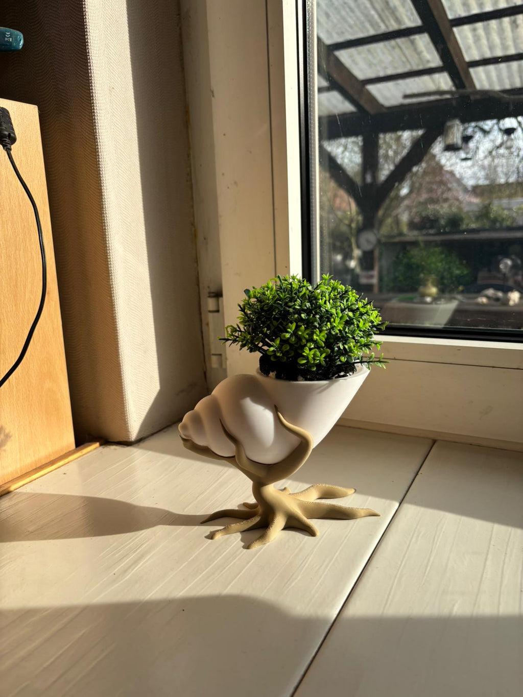 Bonsai mit Muschelpflanztopf – 3D gedruckt | Moderner Blumentopf mit Baum-Design
