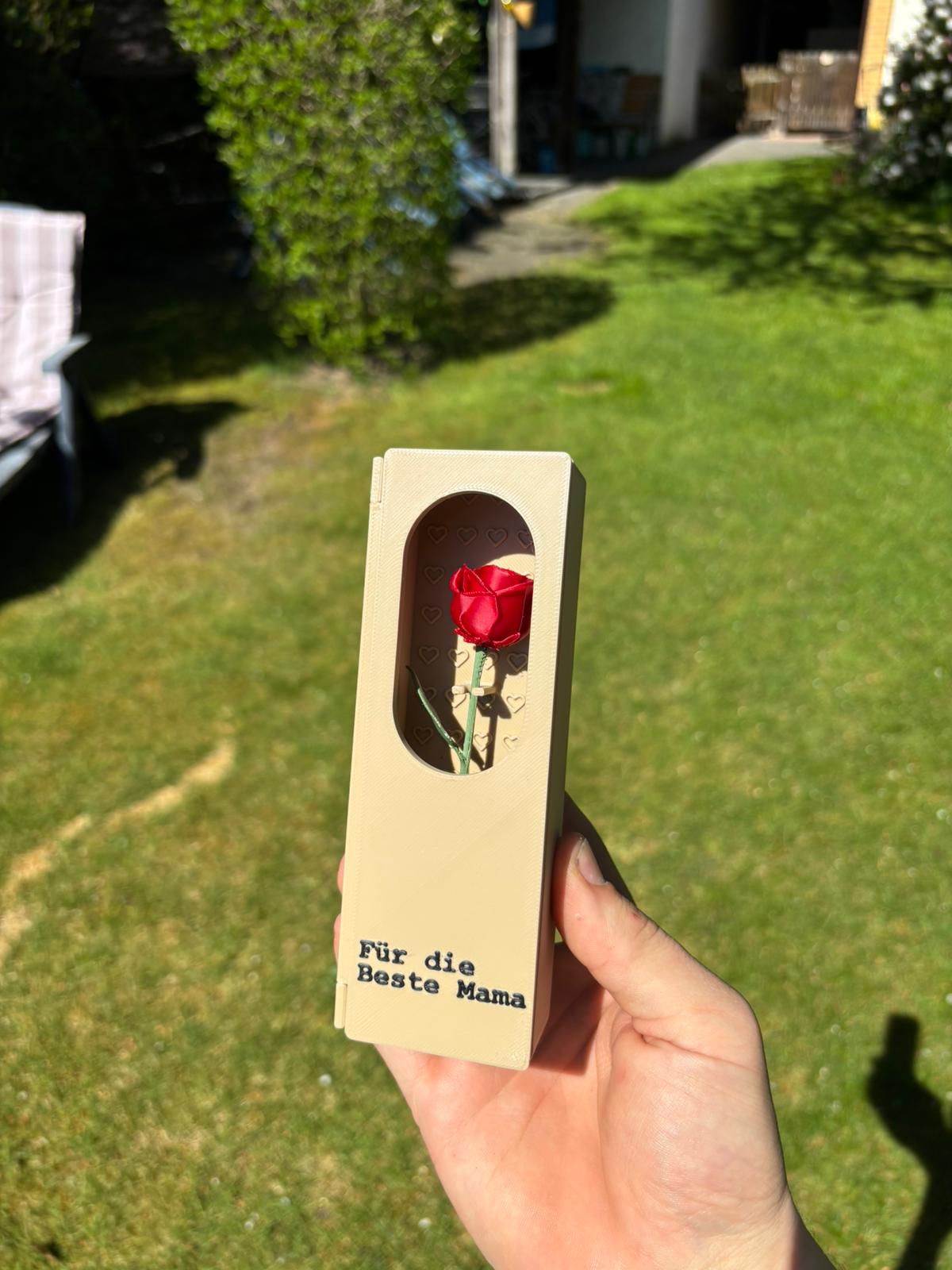 Personalisierte Blumenbox mit Tulpe oder Rose – mit Wunschtext