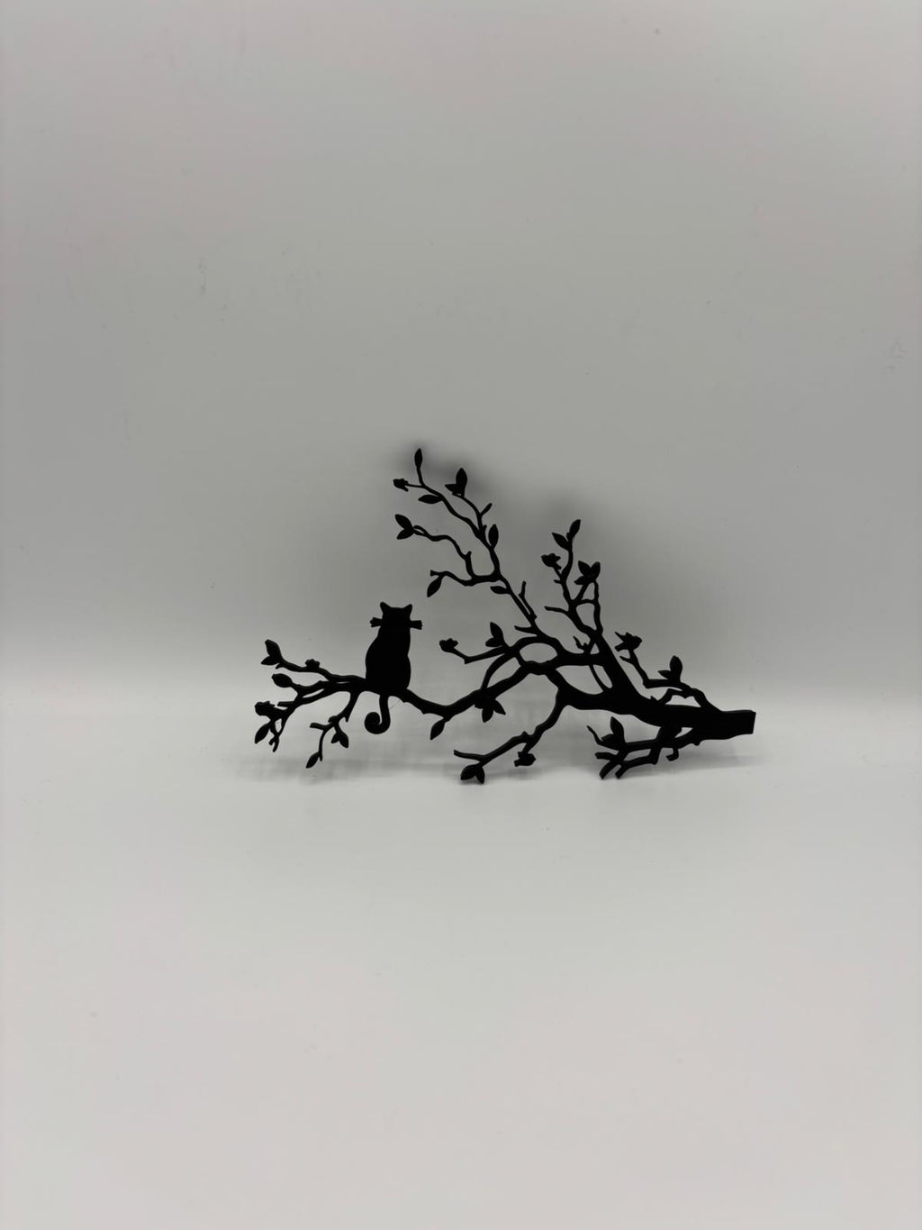 Katze auf Ast Wanddeko aus 3D Druck | Minimalistische Wandkunst