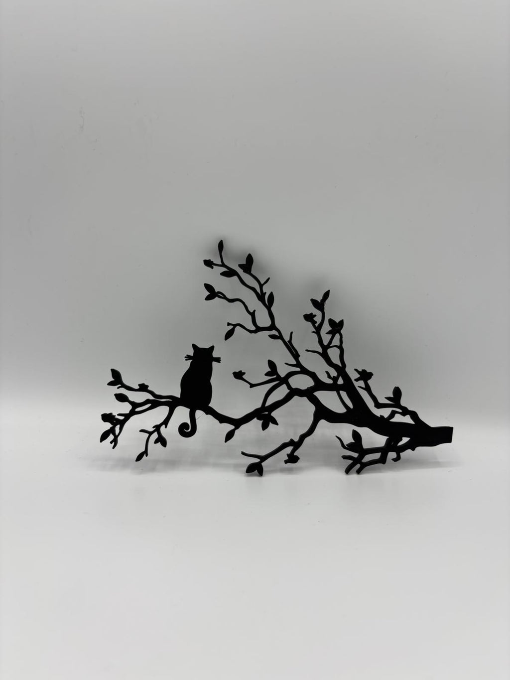 Katze auf Ast Wanddeko aus 3D Druck | Minimalistische Wandkunst