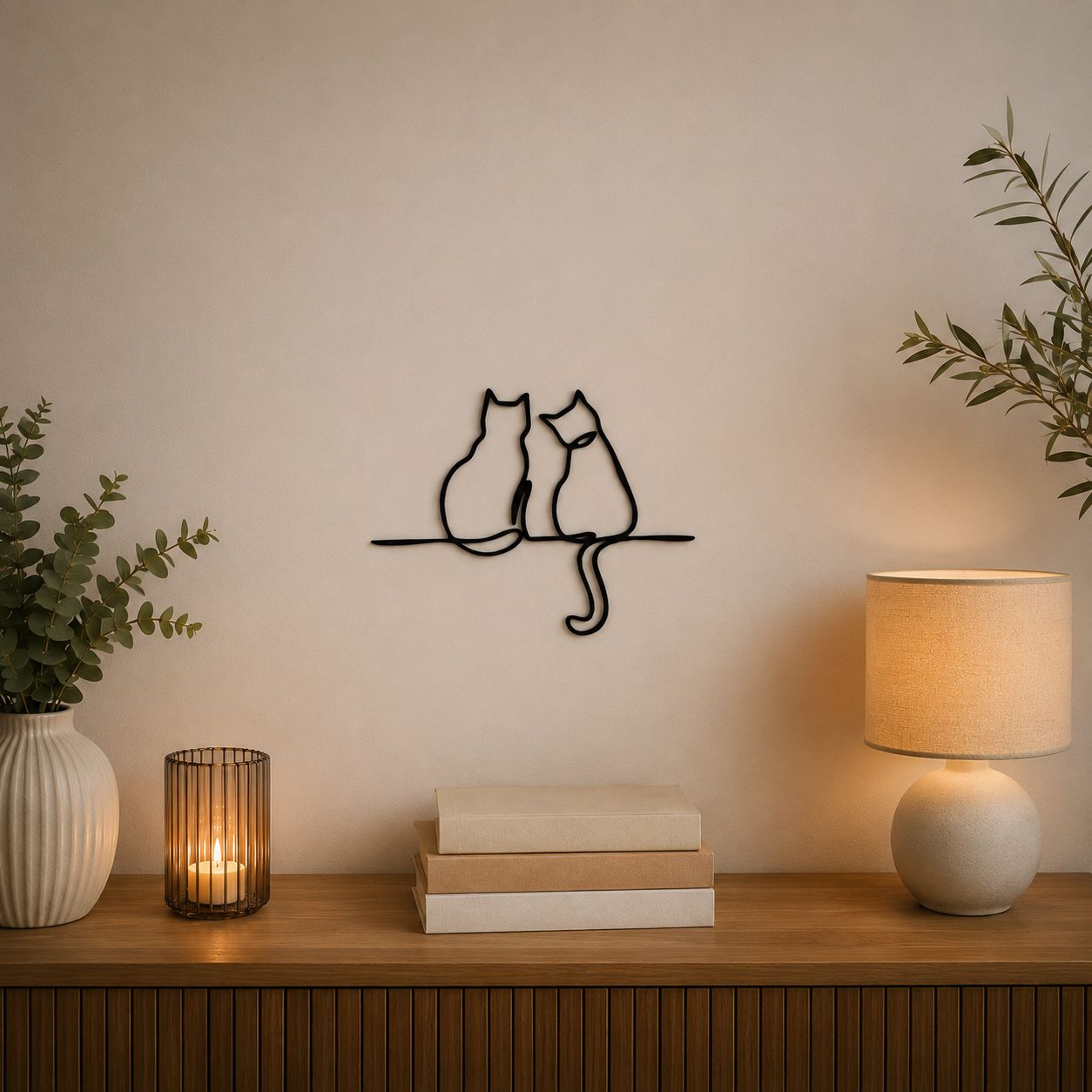Minimalistische Katzen Line Art Wanddeko