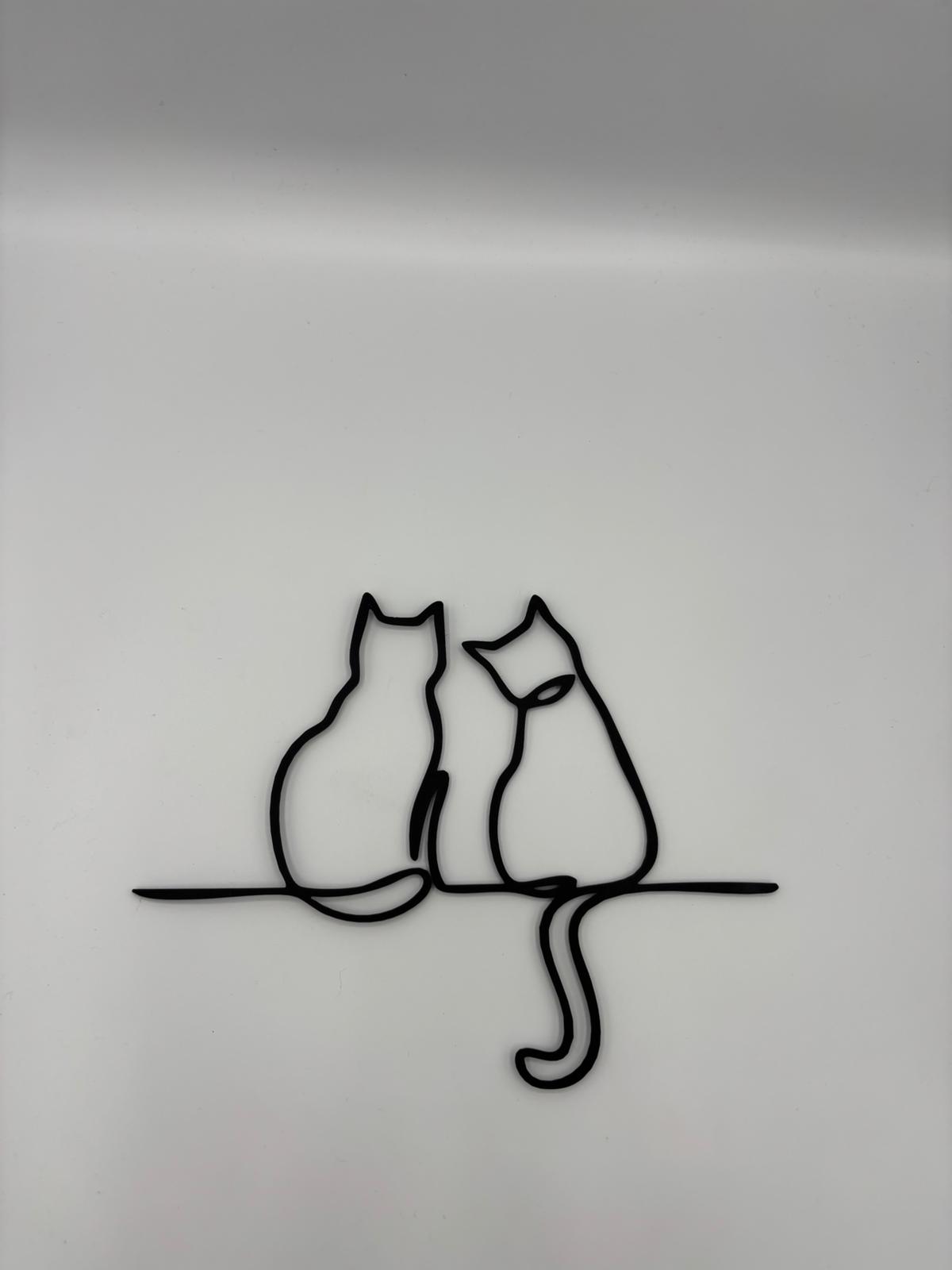 Minimalistische Katzen Line Art Wanddeko