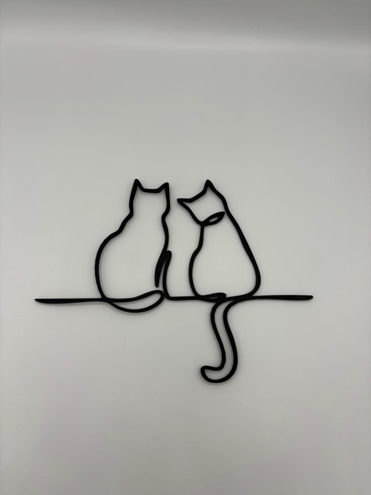 Minimalistische Katzen Line Art Wanddeko