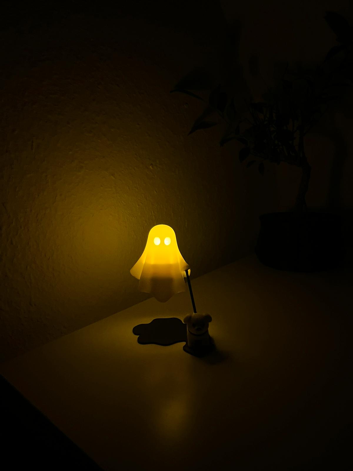 Leuchtender Geist mit Hund LED Deko 3D gedruckt