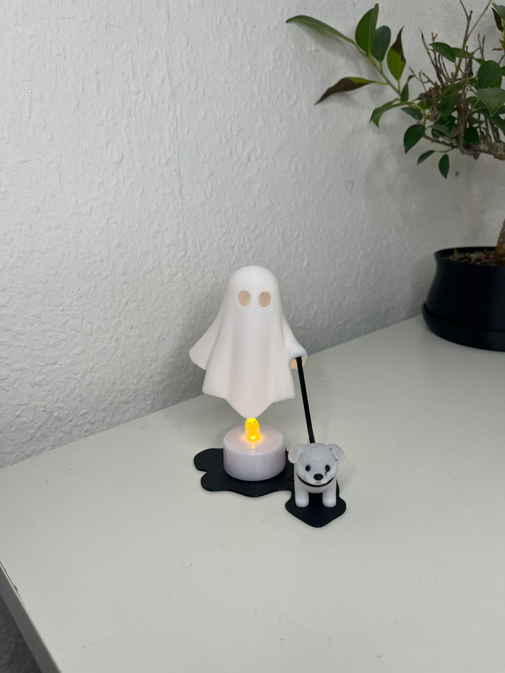 Leuchtender Geist mit Hund LED Deko 3D gedruckt