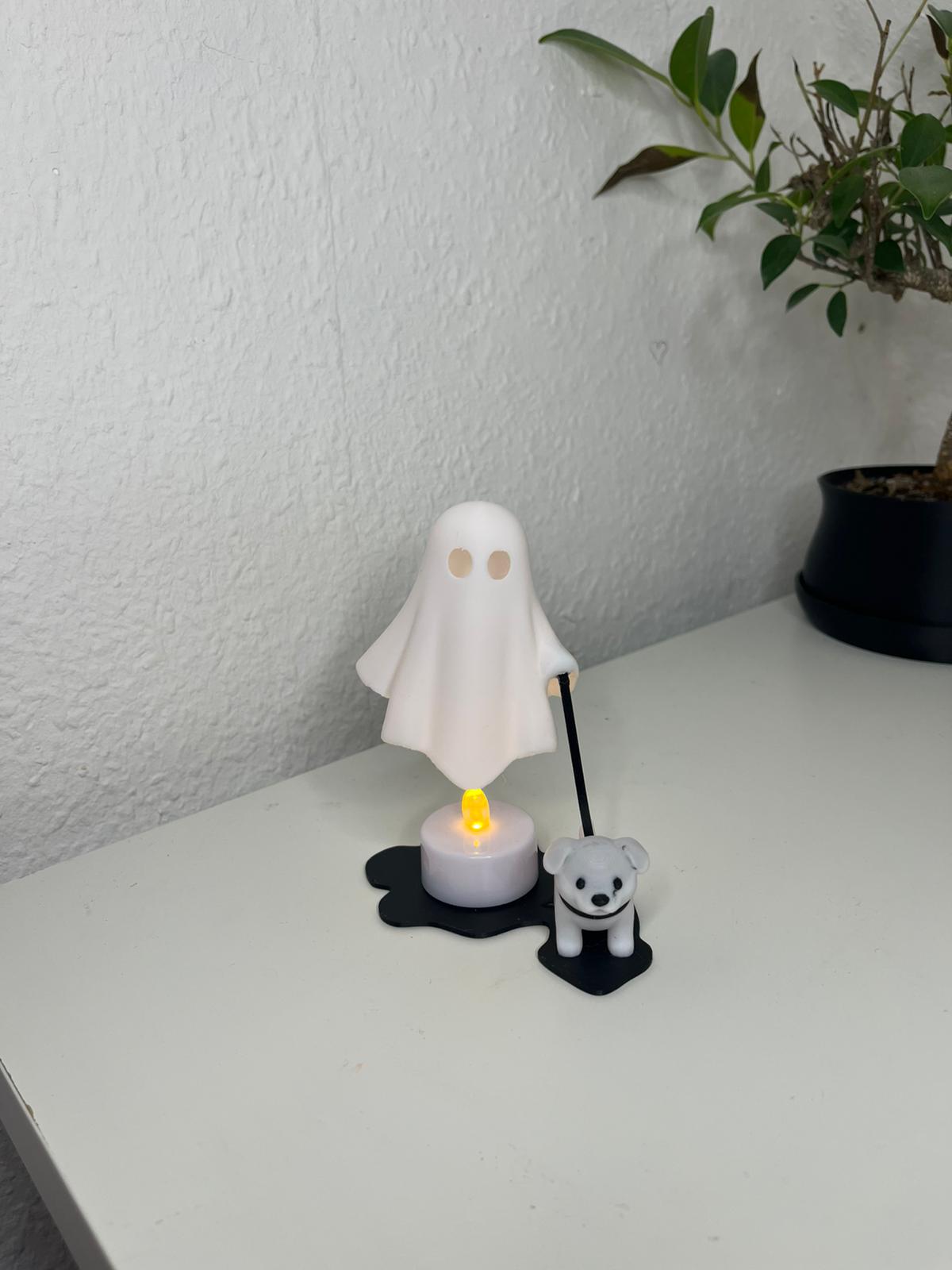 Leuchtender Geist mit Hund LED Deko 3D gedruckt