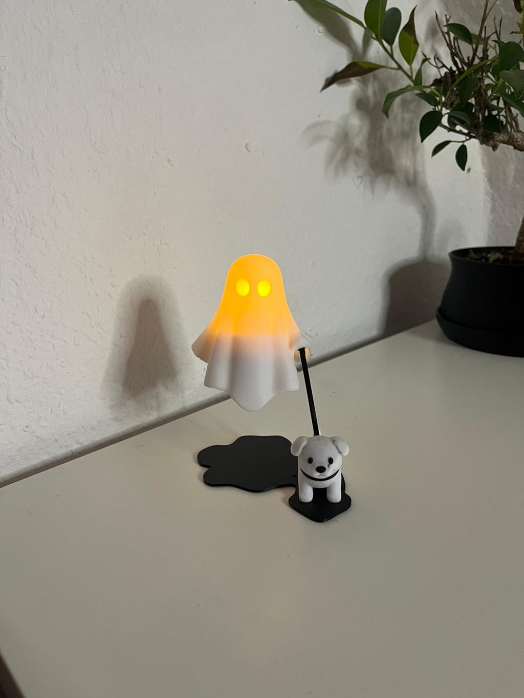 Leuchtender Geist mit Hund LED Deko 3D gedruckt