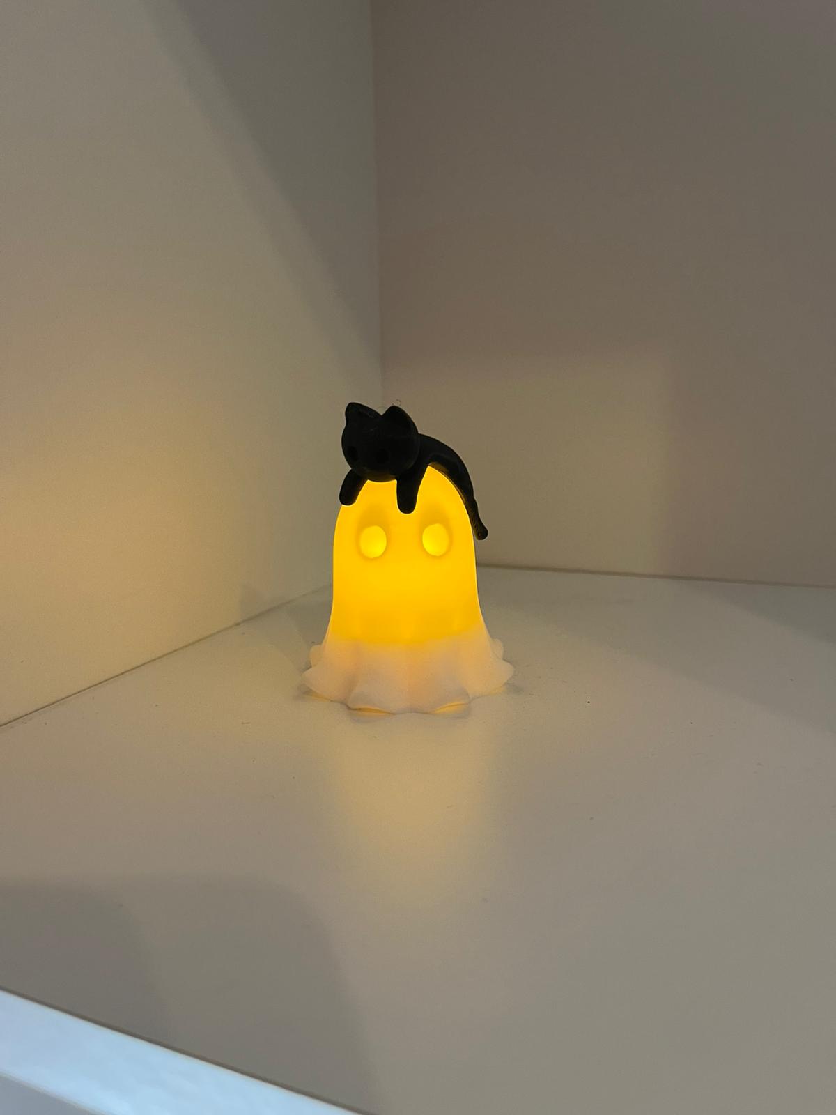 Leuchtender Geist mit Katze LED Deko 3D gedruckt