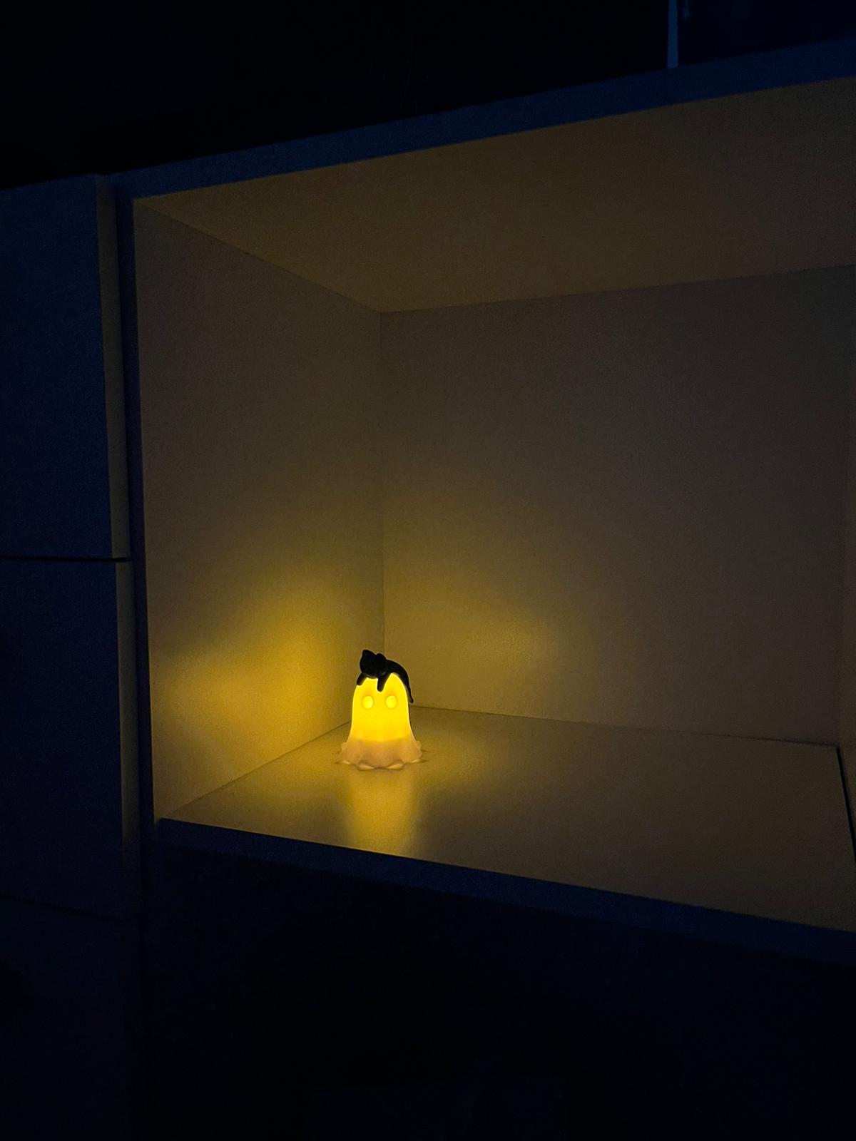 Leuchtender Geist mit Katze LED Deko 3D gedruckt