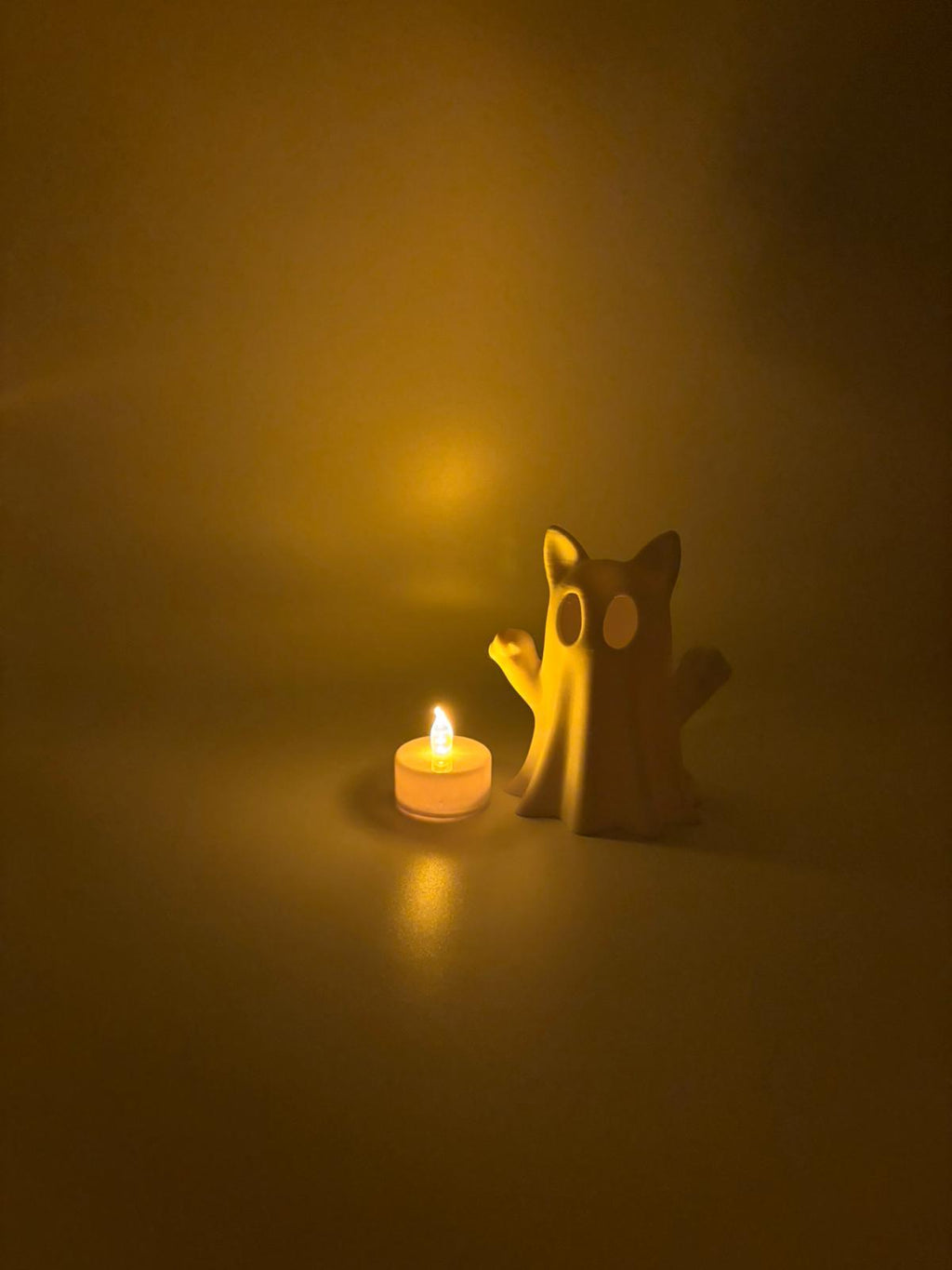 Geisterkatze mit LED-Teelicht 3D Gedruckt