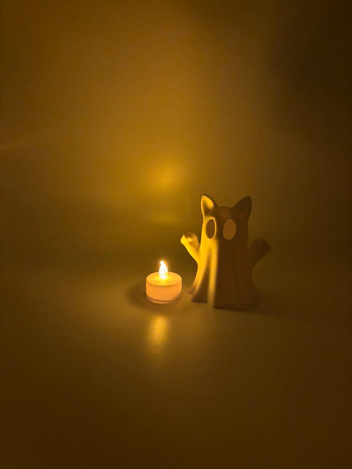 Geisterkatze mit LED-Teelicht 3D Gedruckt