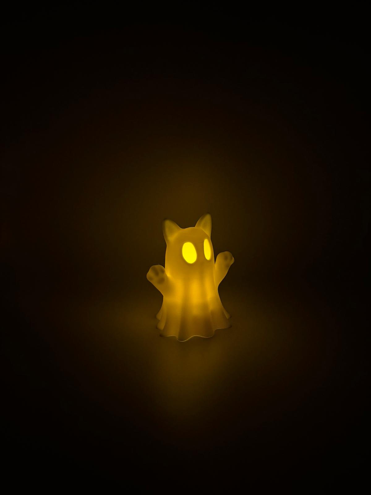 Geisterkatze mit LED-Teelicht 3D Gedruckt