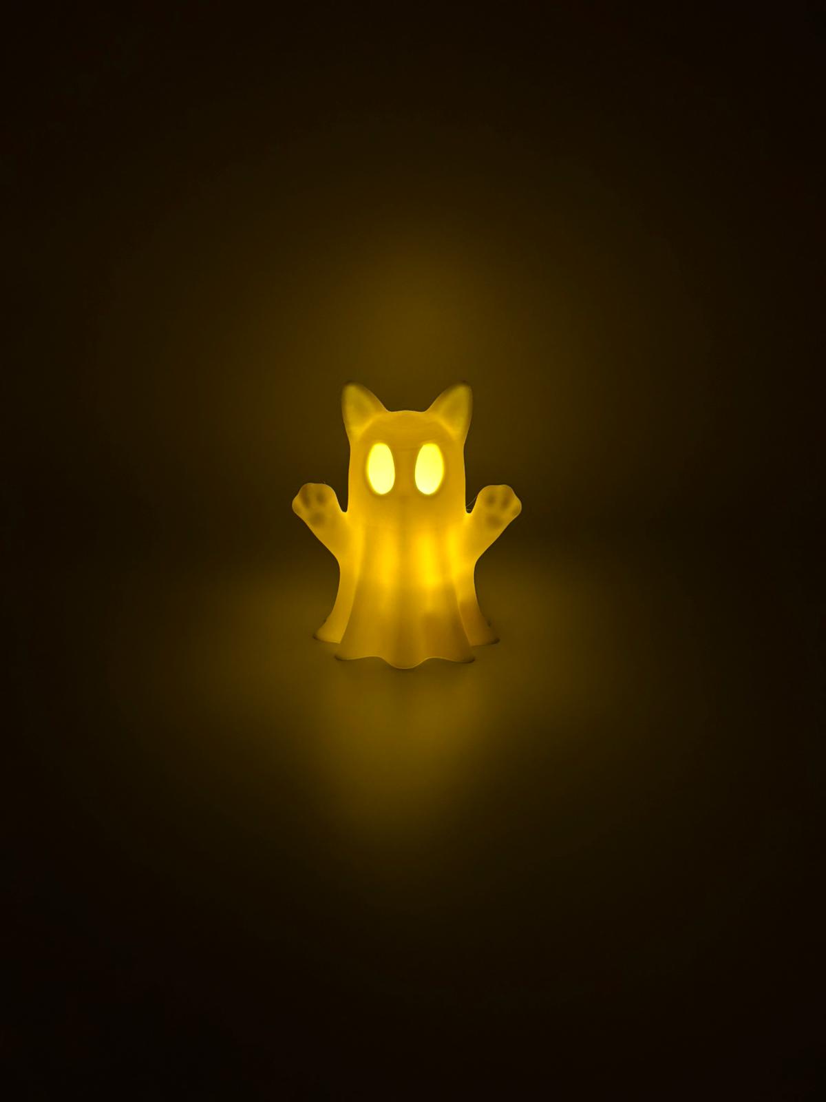 Geisterkatze mit LED-Teelicht 3D Gedruckt