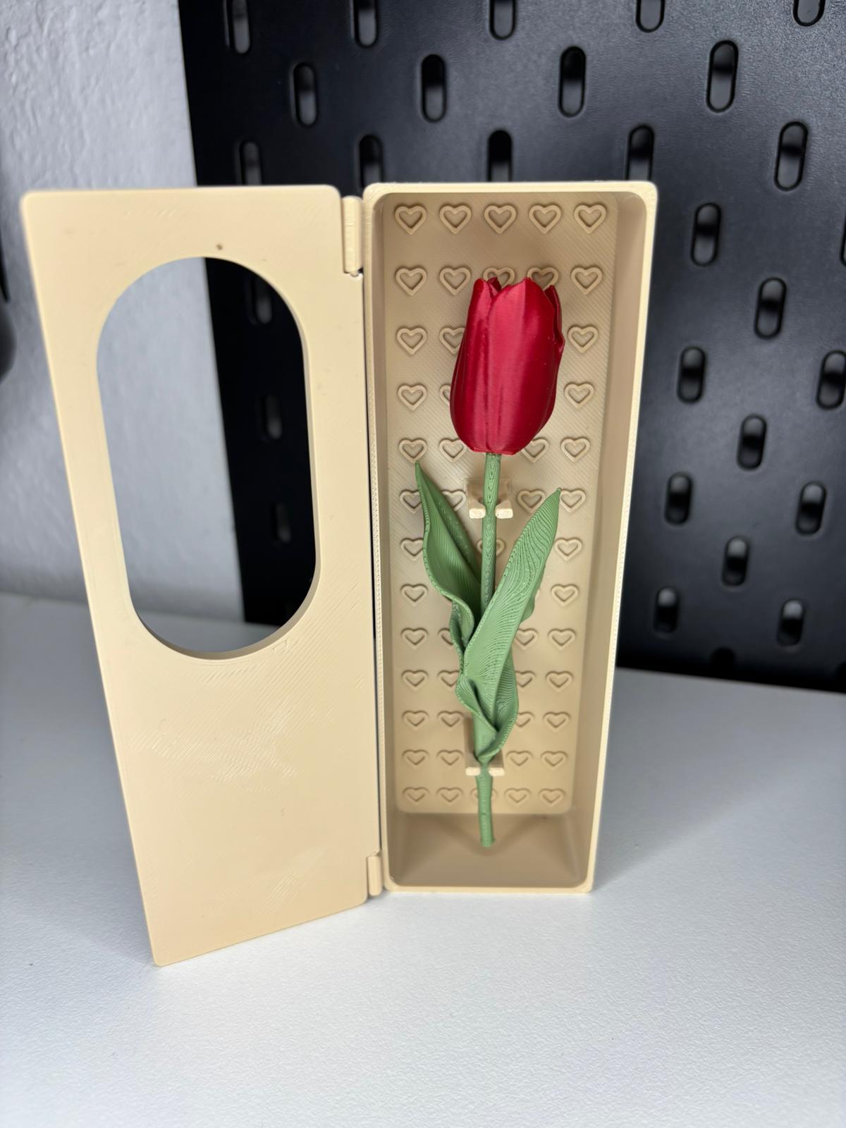 Personalisierte Blumenbox mit Tulpe oder Rose – mit Wunschtext