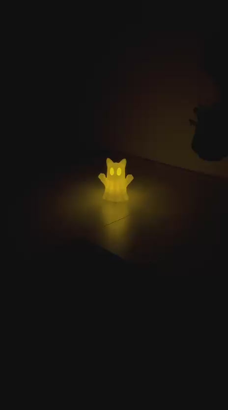 Geisterkatze mit LED-Teelicht 3D Gedruckt